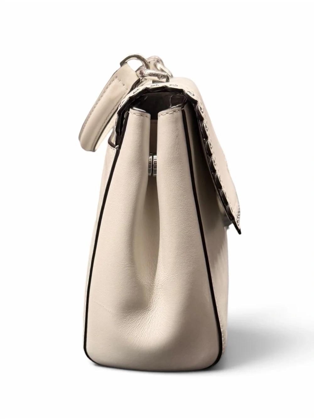 Michael Kors White Leather Ava Top-Handle Crossbody Satchel Bag Medium EUC